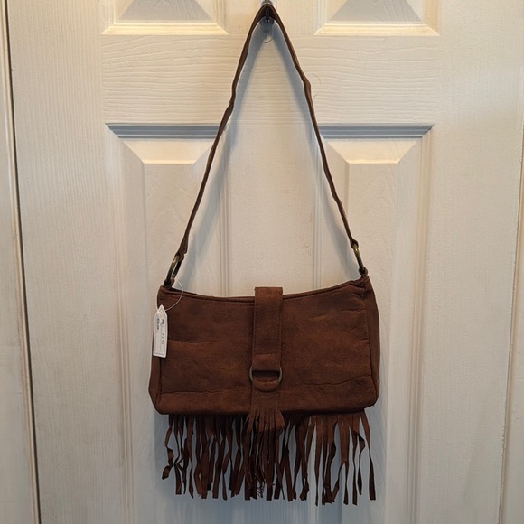 Ampere Handbags - Brown Fringe Shoulder Bag